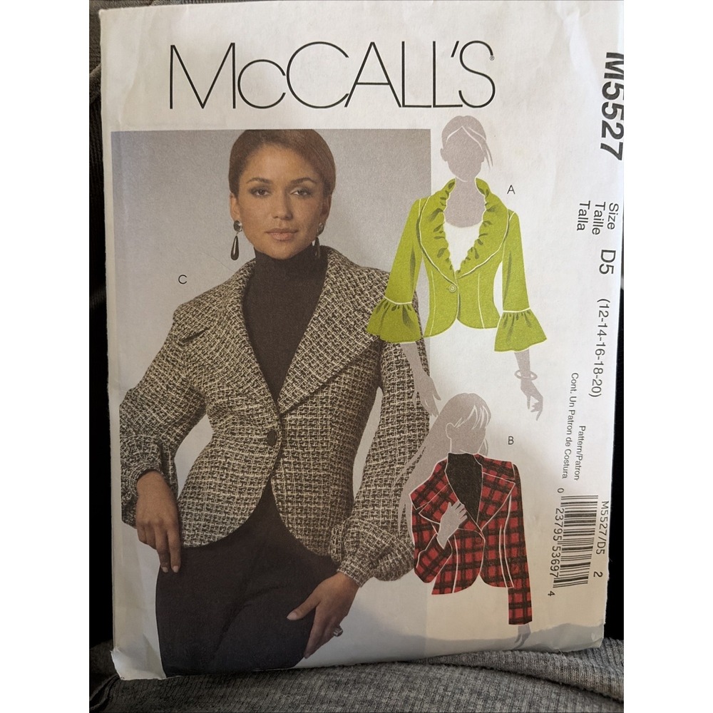 McCall's M5527 Women's Sportswear Jacket Sewing Pattern D5 (12-14-16-18-20) Cut